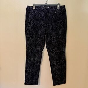 Chico's Elegant Black Velvet Patterned Women's Dress Jeans